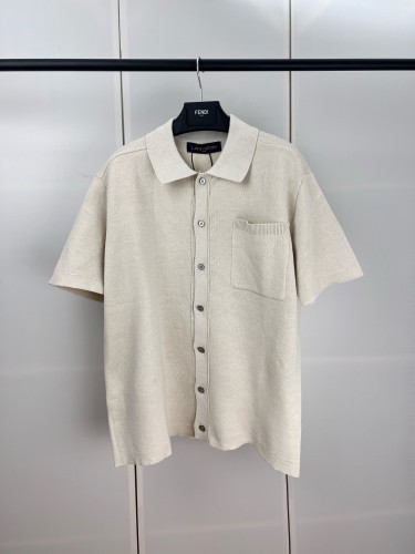 Louis Vuitton Monogram Embossed Short-Sleeved Knit Shirt