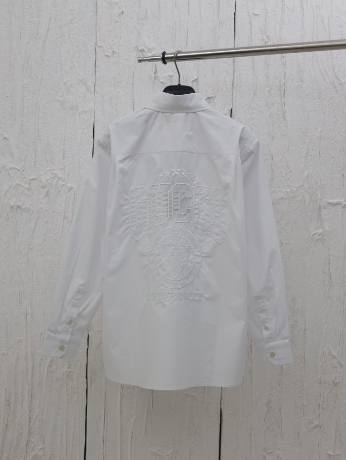 Gucci Logo Embroidered White Shirt