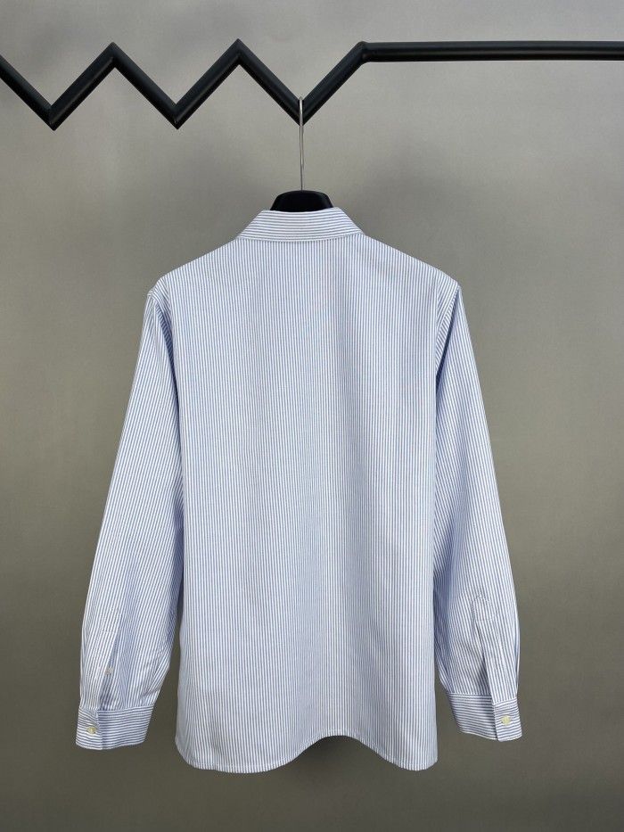 LOEWE - Suede-Trimmed Striped Cotton Shirt