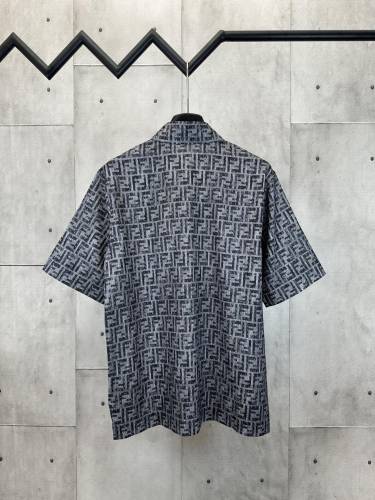 FENDI Jeans Shirt Blue FF Denim Shirt with Topstitching