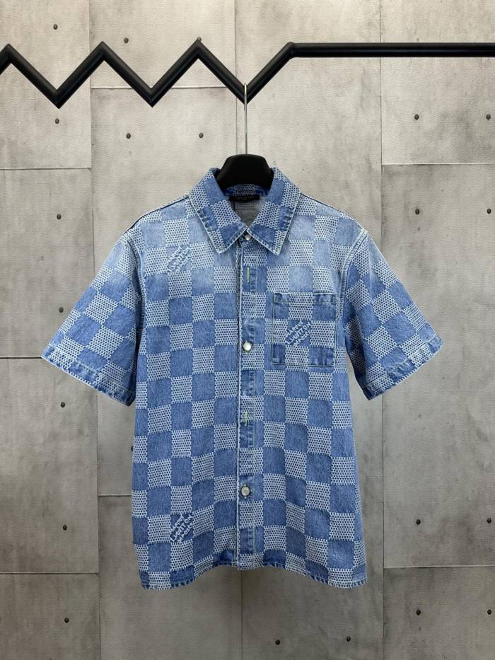 Louis Vuitton Mosaic Short Sleeve Denim Shirt