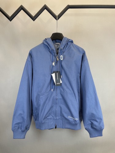 Dior Logo Embroidered Print Hooded Sweatshirt Jacket