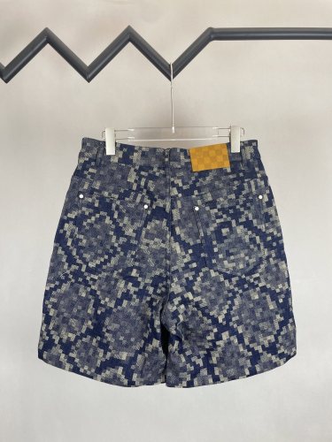 LOUIS VUITTON Snake-print Jacquard Denim Shorts