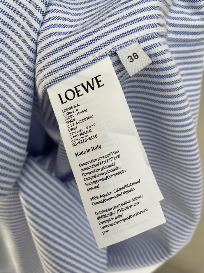 LOEWE - Suede-Trimmed Striped Cotton Shirt
