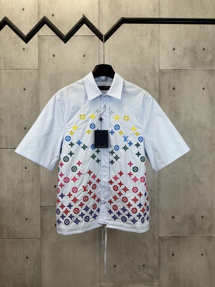 Louis Vuitton Rainbow Embroidered Short Sleeve Shirt