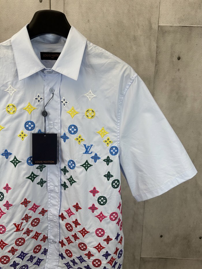 Louis Vuitton Rainbow Embroidered Short Sleeve Shirt