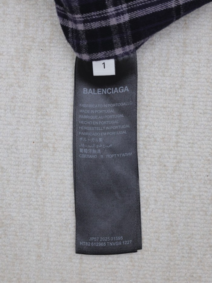 Balenciaga Purple Plaid Zip-Up Hooded Jacket