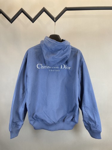 Dior Logo Embroidered Print Hooded Sweatshirt Jacket