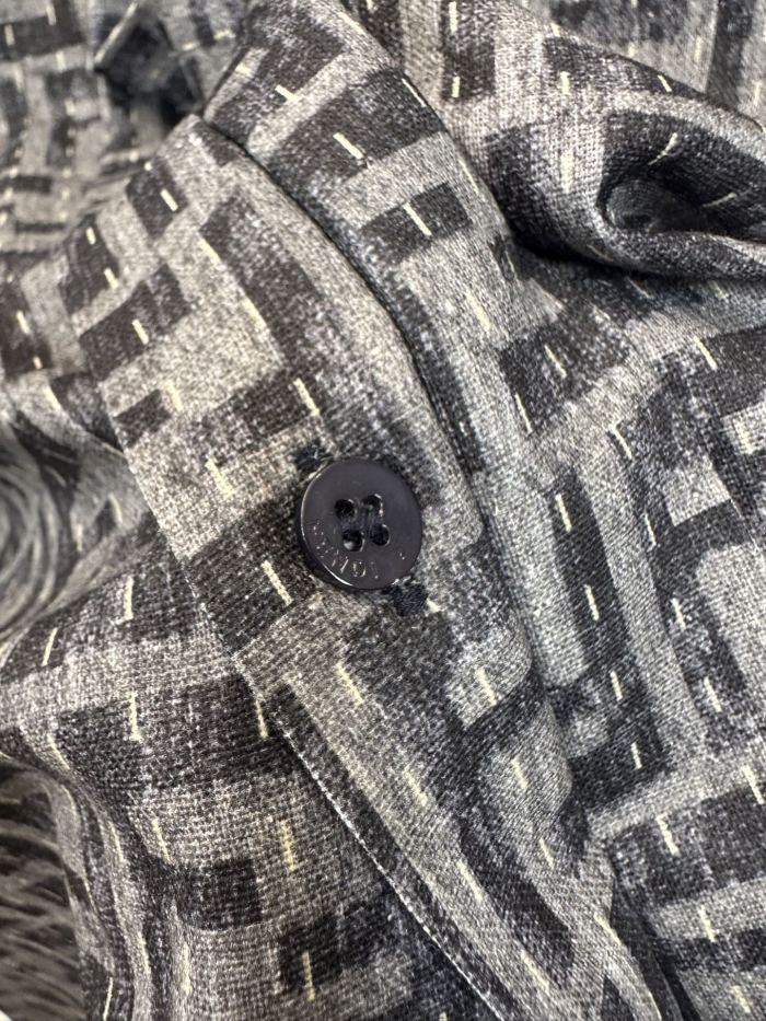 FENDI Jeans Shirt Blue FF Denim Shirt with Topstitching