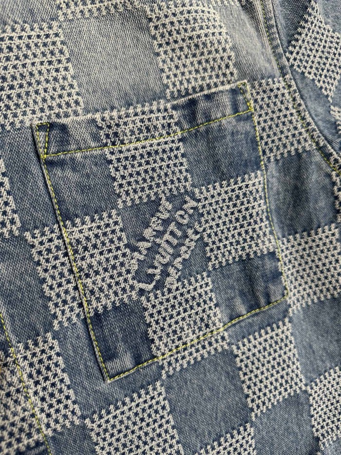 Louis Vuitton Mosaic Short Sleeve Denim Shirt