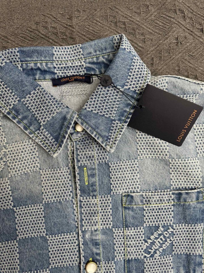 Louis Vuitton Mosaic Short Sleeve Denim Shirt