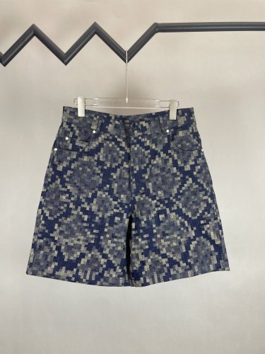 LOUIS VUITTON Snake-print Jacquard Denim Shorts