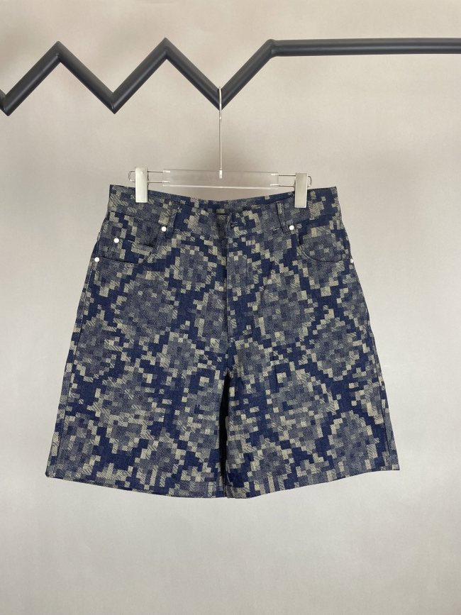 LOUIS VUITTON Snake-print Jacquard Denim Shorts