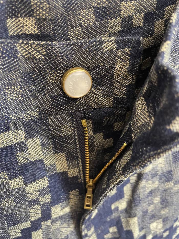 LOUIS VUITTON Snake-print Jacquard Denim Shorts