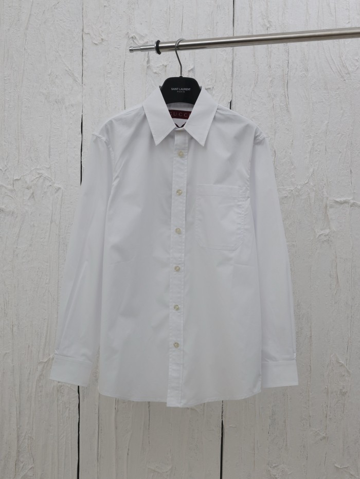 Gucci Logo Embroidered White Shirt