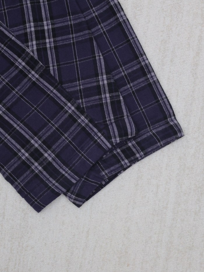 Balenciaga Purple Plaid Zip-Up Hooded Jacket