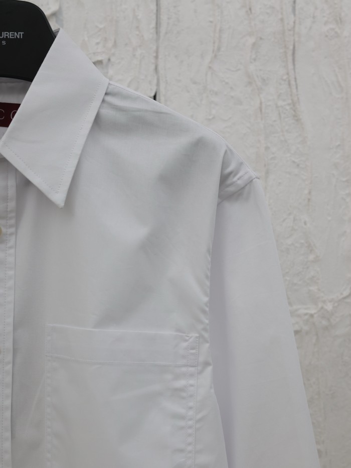 Gucci Logo Embroidered White Shirt
