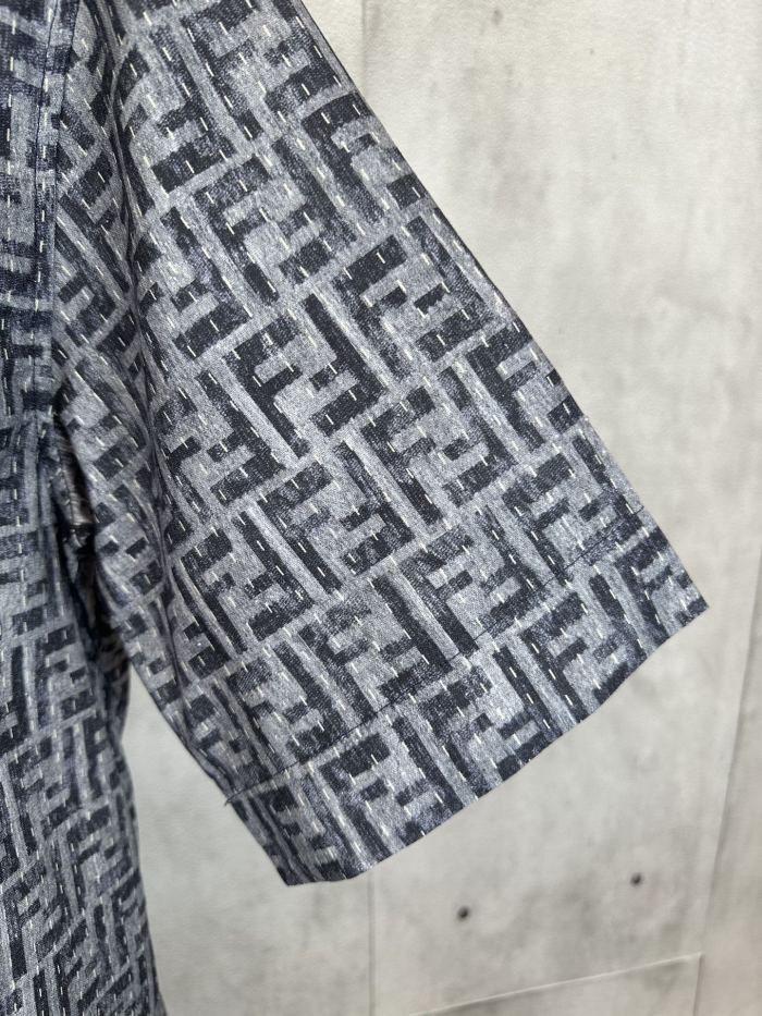 FENDI Jeans Shirt Blue FF Denim Shirt with Topstitching
