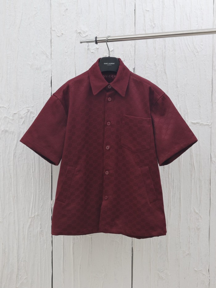 Gucci Jacquard Lapel Short-sleeved Shirt