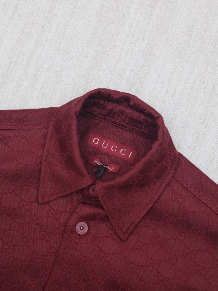 Gucci Jacquard Lapel Short-sleeved Shirt