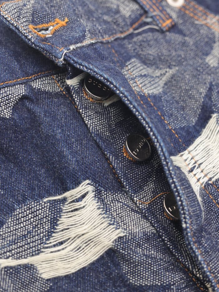 Gucci Jacquard Washed Denim Shorts