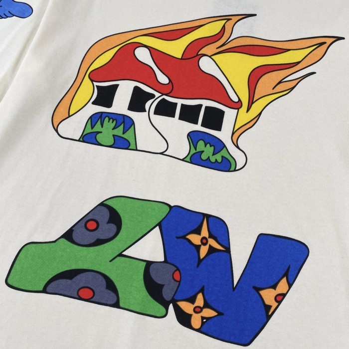 Louis Vuitton Flame Graffiti Short Sleeve T-Shirt