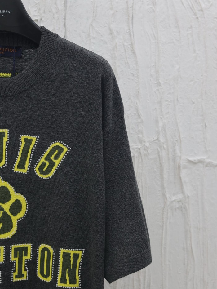 Louis Vuitton Embellished Short-Sleeved Cotton Crewneck Knitted T-shirt