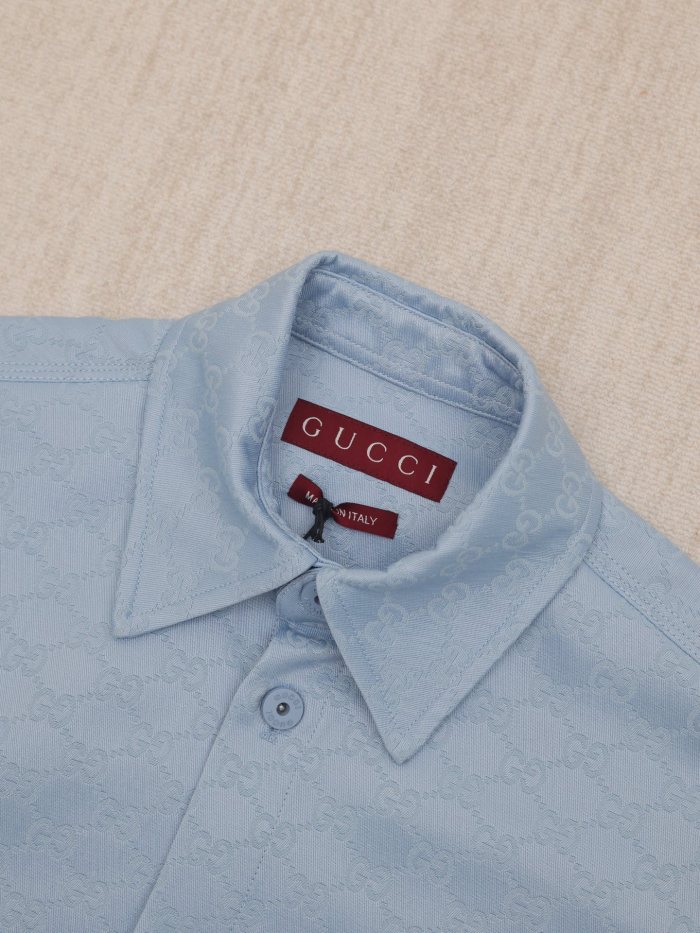 Gucci Jacquard Lapel Short-sleeved Shirt