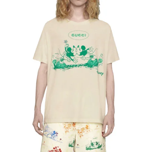 Gucci X Disney Mickey Minnie Cartoon Pattern Short-Sleeved T-shirt