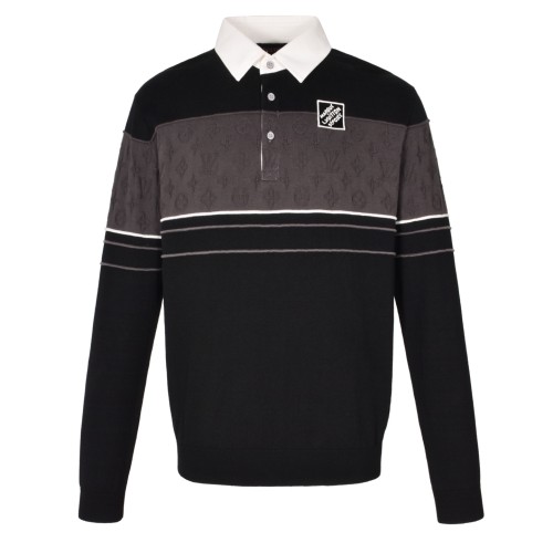 Louis Vuitton Monogram Jacquard Long-Sleeved Polo Shirt