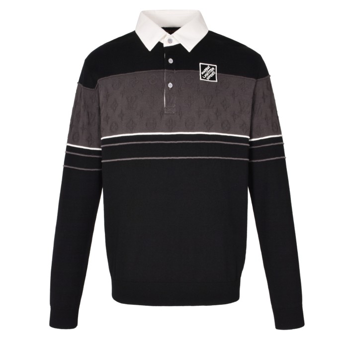 Louis Vuitton Monogram Jacquard Long-Sleeved Polo Shirt