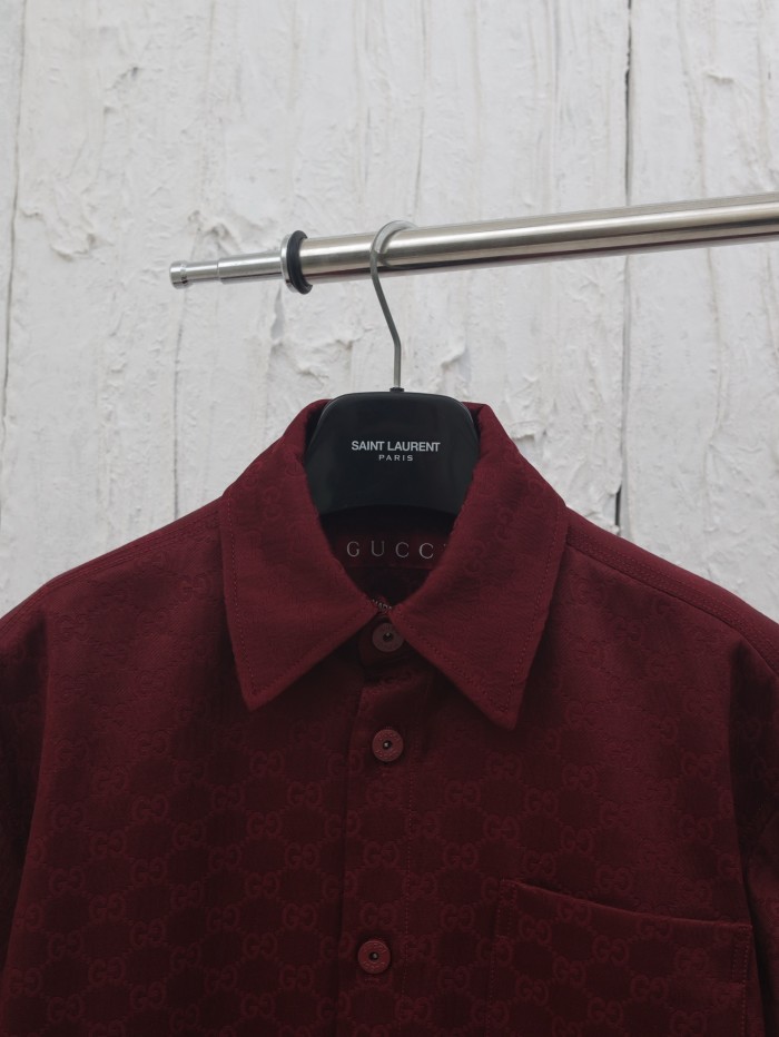 Gucci Jacquard Lapel Short-sleeved Shirt