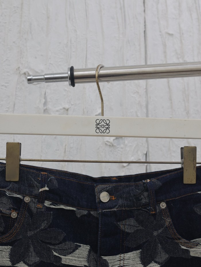 Gucci Jacquard Washed Denim Shorts