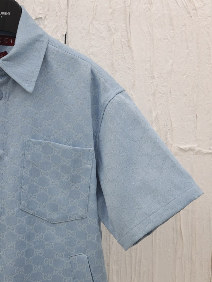 Gucci Jacquard Lapel Short-sleeved Shirt