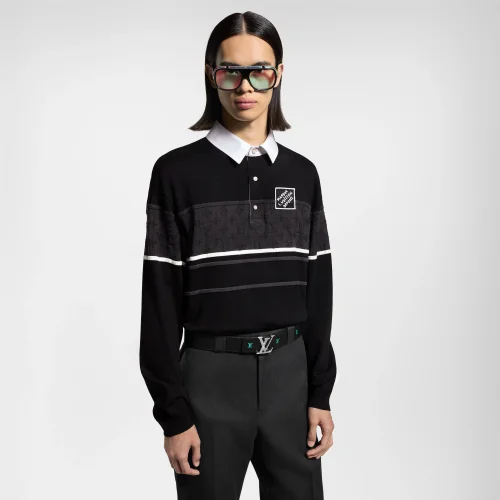 Louis Vuitton Monogram Jacquard Long-Sleeved Polo Shirt