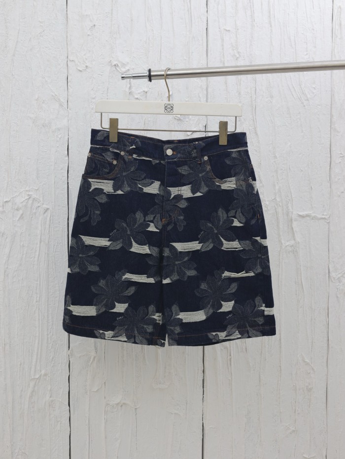 Gucci Jacquard Washed Denim Shorts