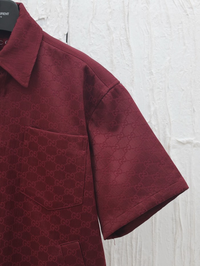 Gucci Jacquard Lapel Short-sleeved Shirt