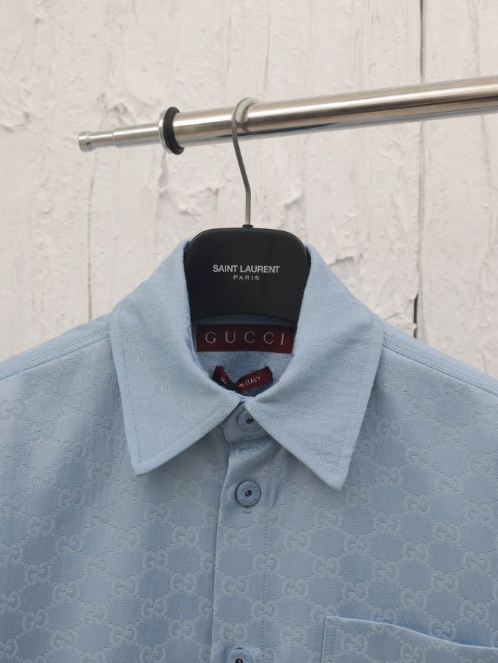 Gucci Jacquard Lapel Short-sleeved Shirt