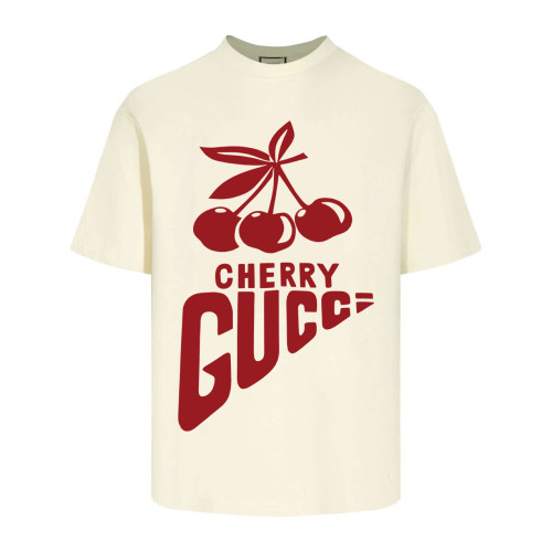 Gucci Cream Beverly Hills Cherry Print Cotton T-Shirt