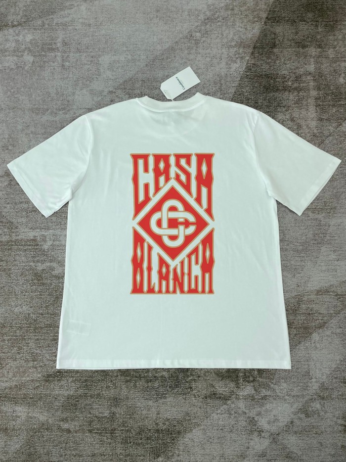 Casablanca Gothic Stacked Logo Screen-Printed T-Shirt