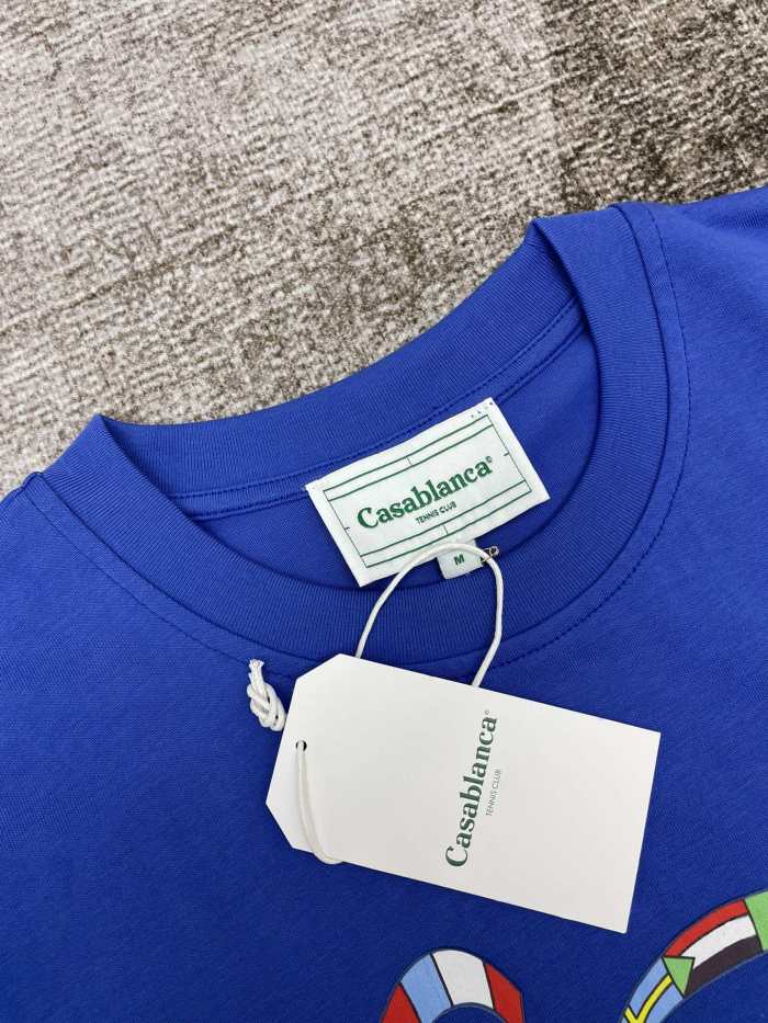 CASABLANCA Men's Crewneck Flag Print Logo Tee