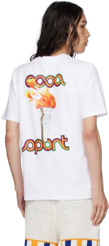 Casablanca White 'La Flamme Du Sport' T-Shirt