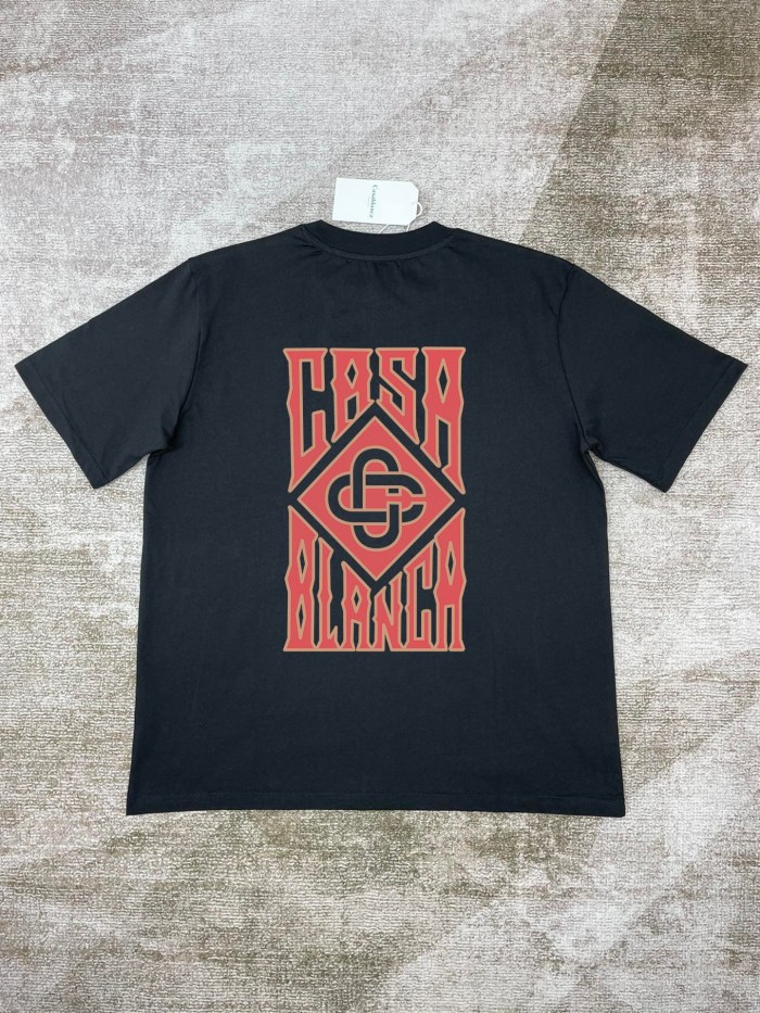 Casablanca Gothic Stacked Logo Screen-Printed T-Shirt