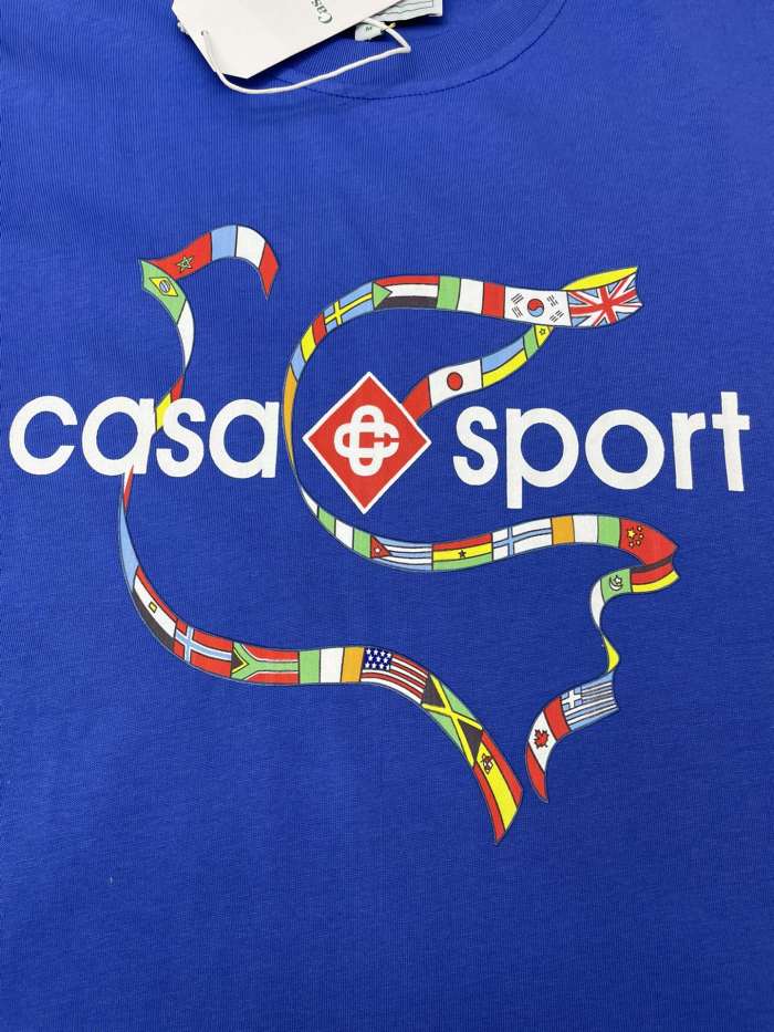 CASABLANCA Men's Crewneck Flag Print Logo Tee