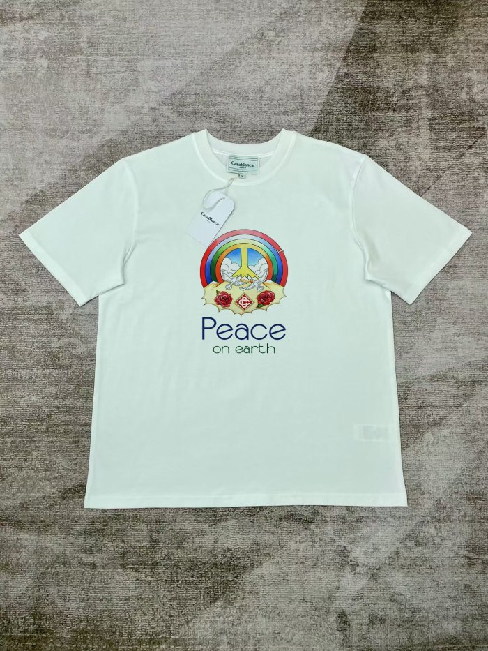 CASABLANCA Peace On Earth Cropped T-Shirt
