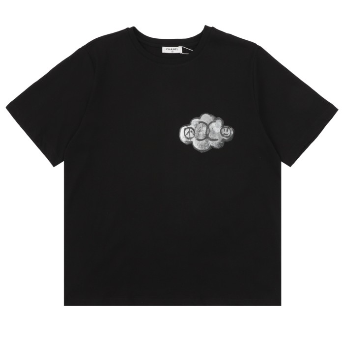 Chanel Hand-painted Graffiti Cotton Short Sleeve T-shirt