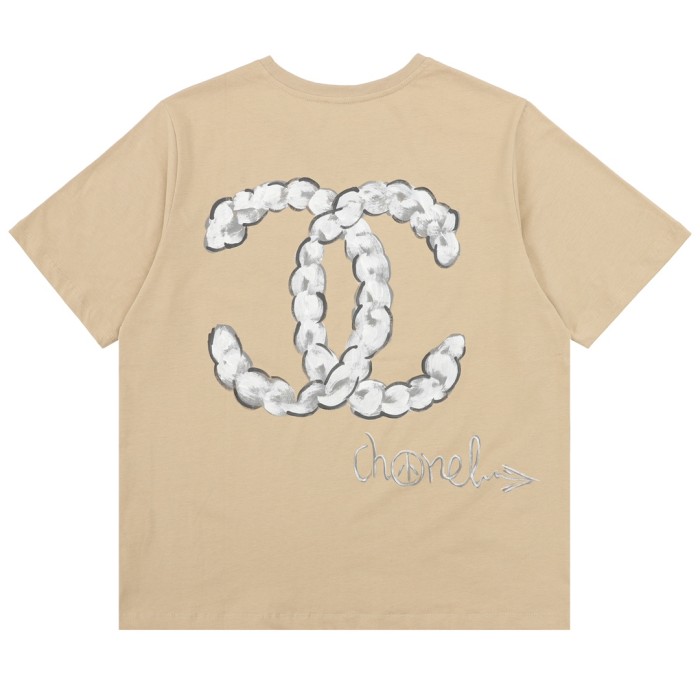 Chanel Hand-painted Graffiti Cotton Short Sleeve T-shirt