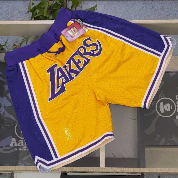 NBA Nick Mitchell & Ness Just Don co-branded Los Angeles Lakers embroidered letter logo quick-drying basketball shorts
