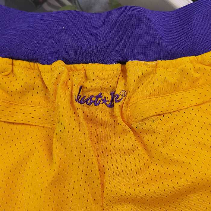 NBA Nick Mitchell & Ness Just Don co-branded Los Angeles Lakers embroidered letter logo quick-drying basketball shorts