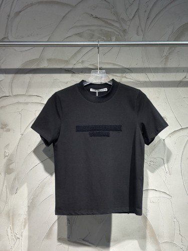 Alexander Wang Distressed Logo Shrunken Tee In Cotton Jersey